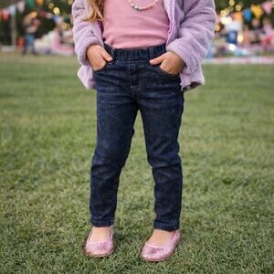 babyGap Rainbow Sparkle Skinny Jeans Toddler 4Y Glitter Dark Wash Stretch